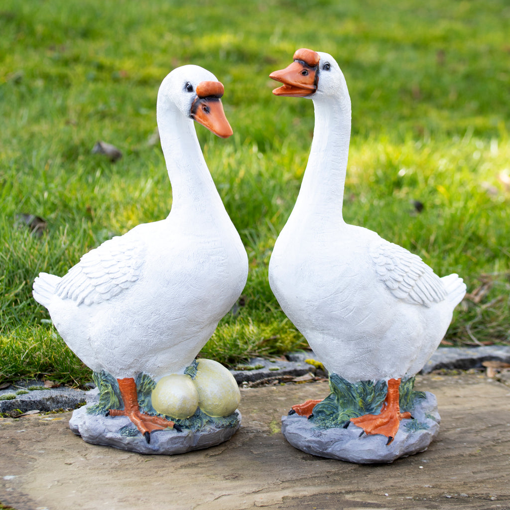 Set Of 2 Goose Garden Ornaments