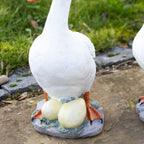 Resin Goose With Eggs Garden Ornament