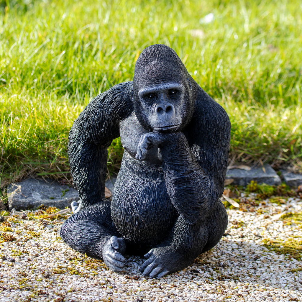 Sitting Black Gorilla Garden Ornament