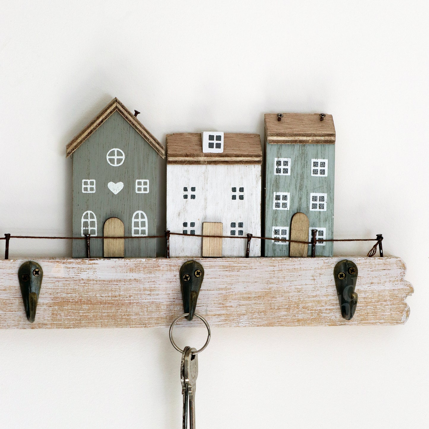 Wooden Country Houses Wall Storage Hooks