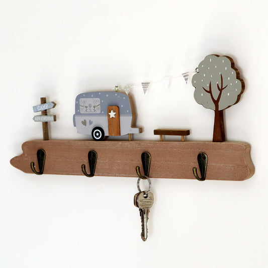 Country Blue Caravan Wall Storage Hooks