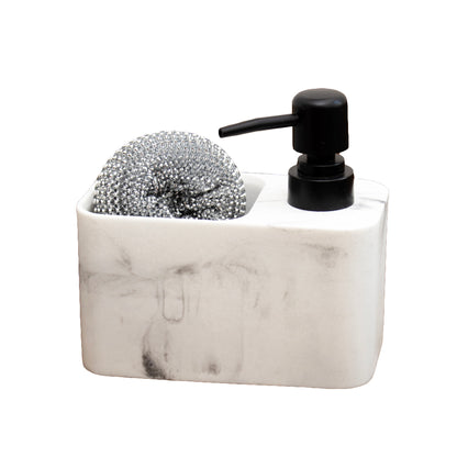 Marble Effect Soap Dispenser & Storage With Scourer