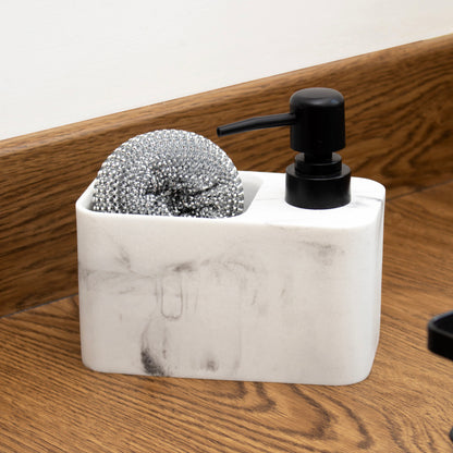 Marble Effect Soap Dispenser & Storage With Scourer