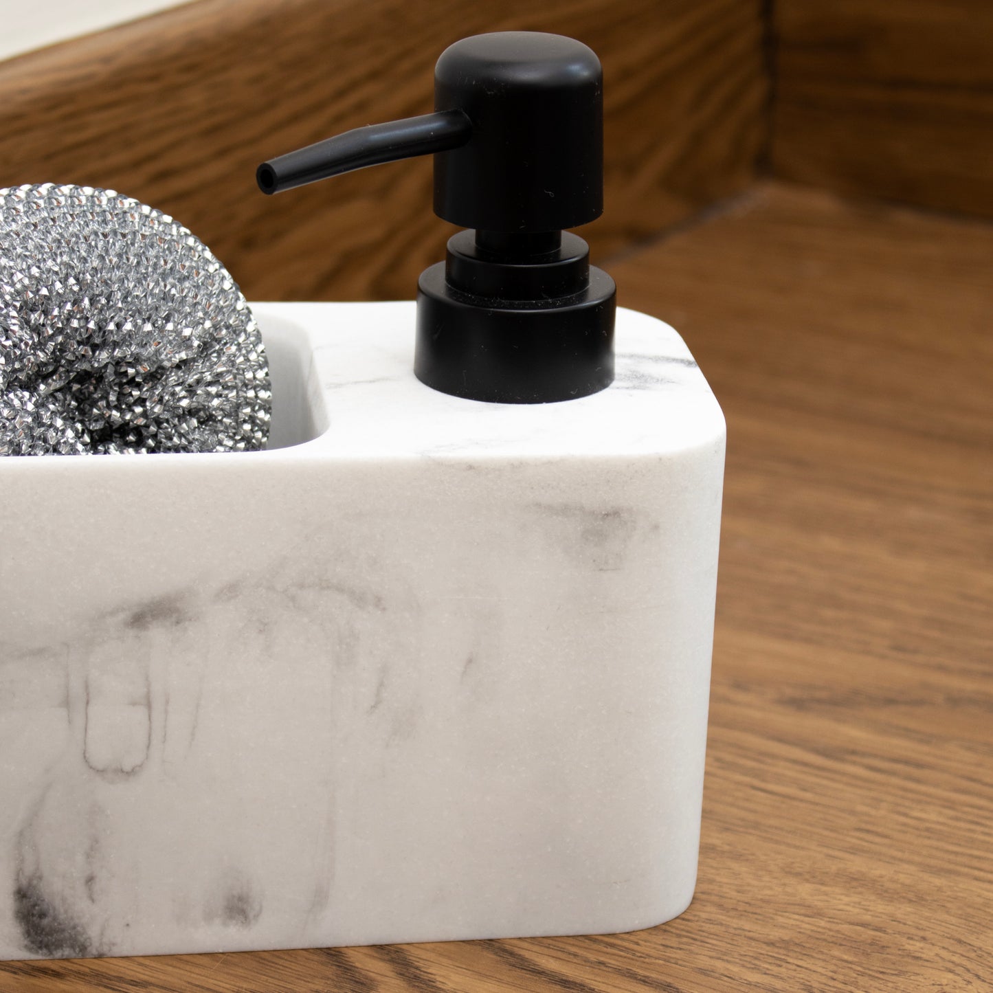 Marble Effect Soap Dispenser & Storage With Scourer