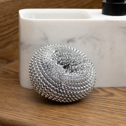 Marble Effect Soap Dispenser & Storage With Scourer