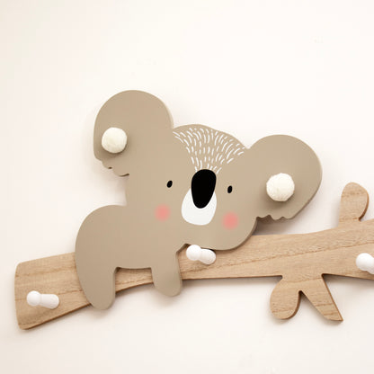 Wooden Koala 3 Peg Coat Rack