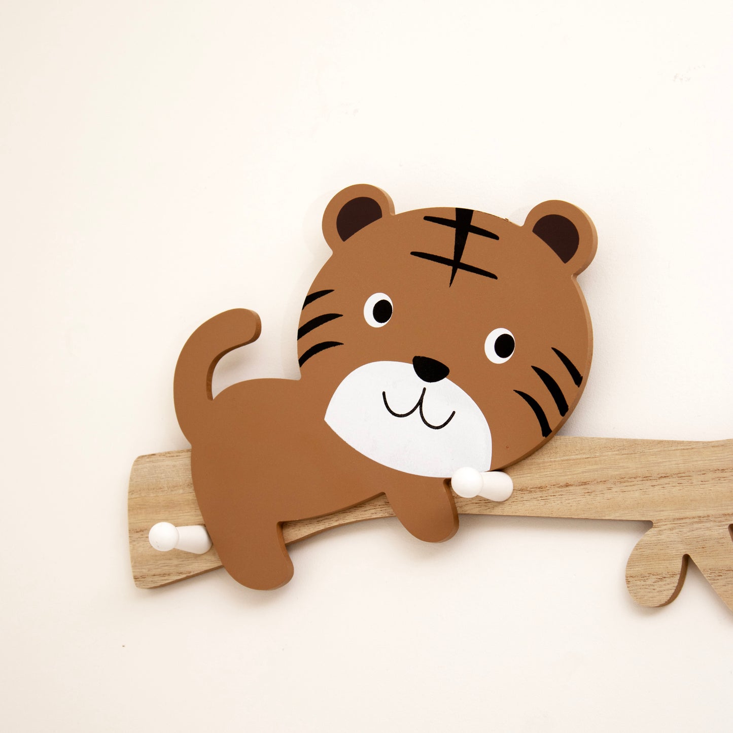 Wooden Tiger 3 Peg Coat Rack