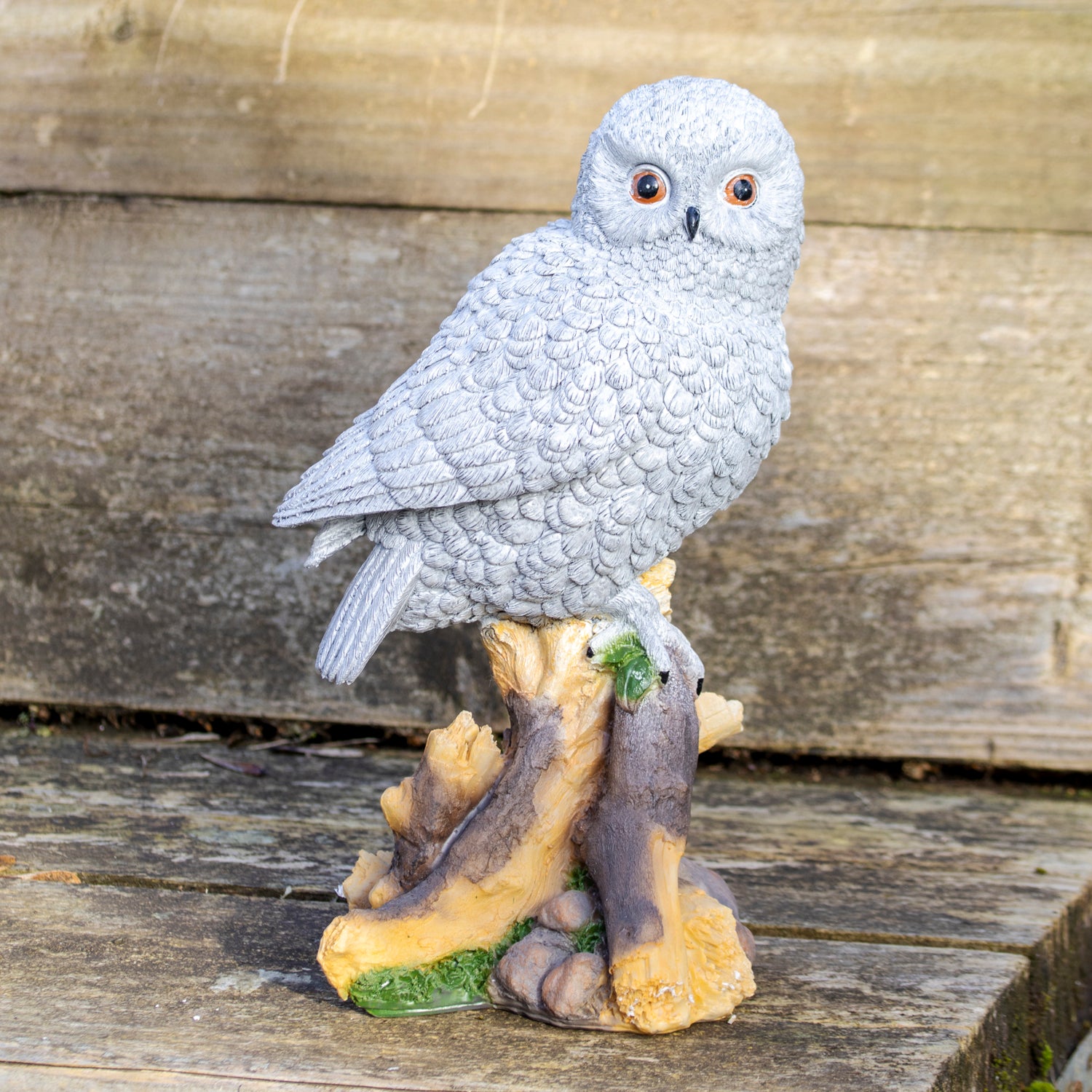 Perched Snowy Owl Garden Ornament
