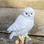 Perched Snowy Owl Garden Ornament
