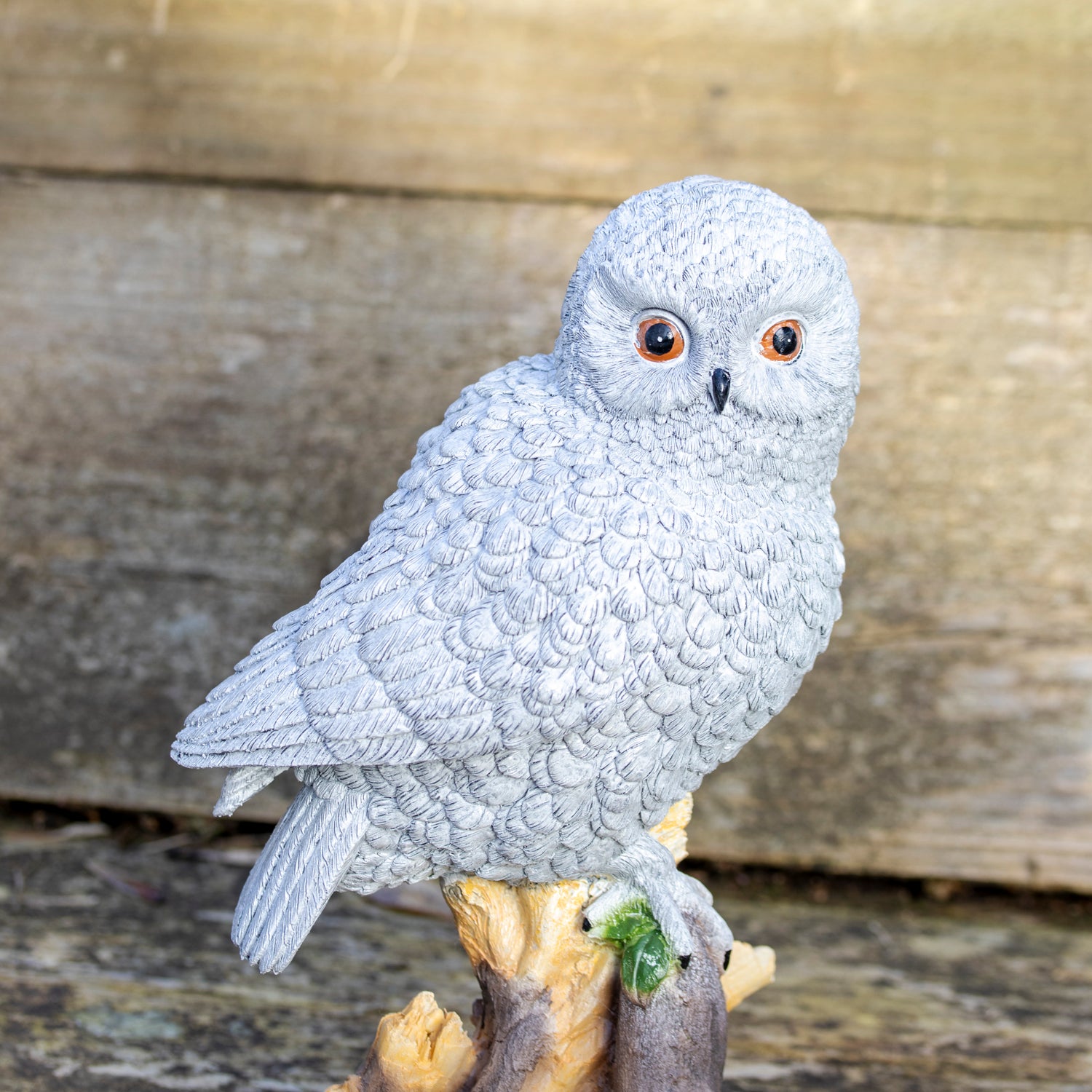 Perched Snowy Owl Garden Ornament