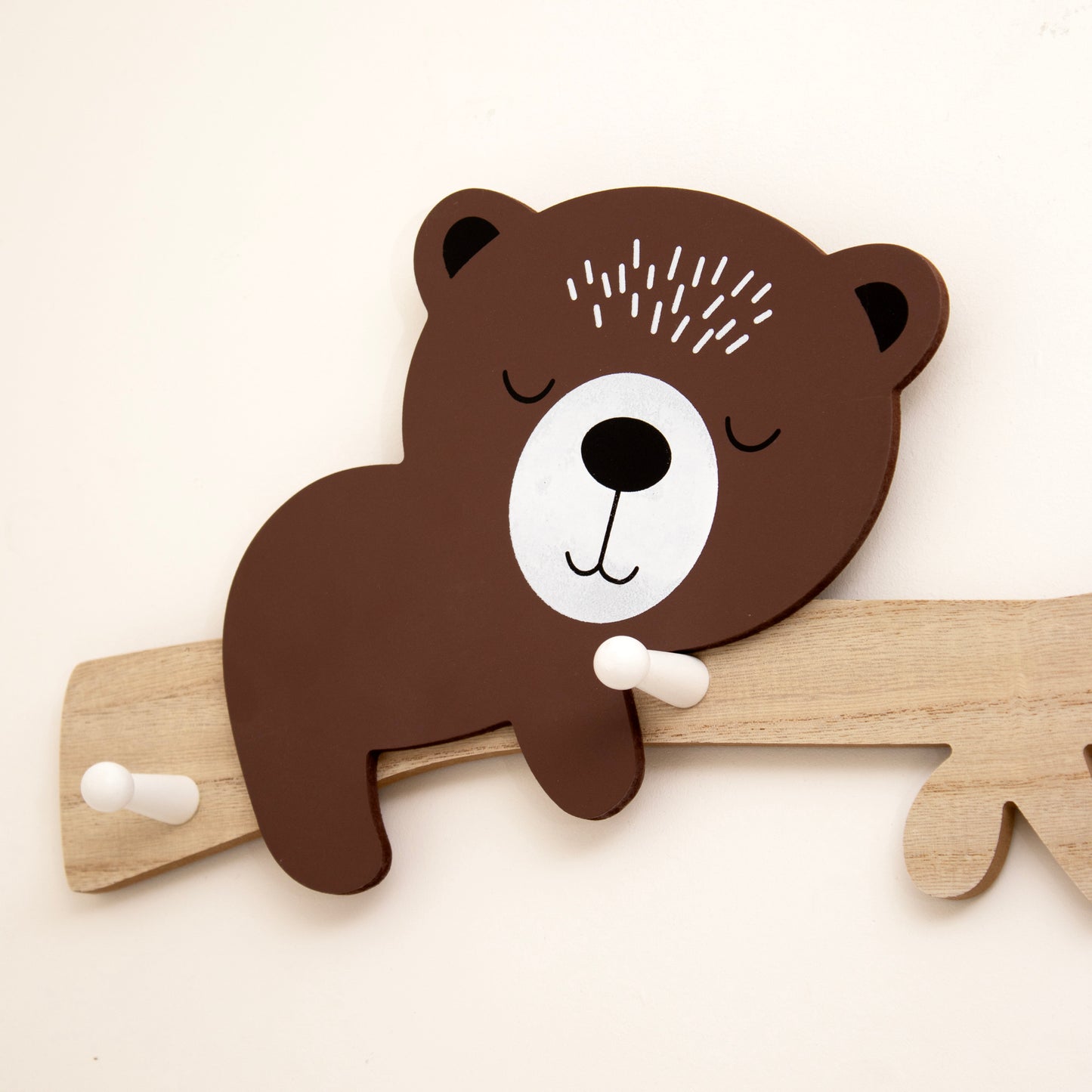 Wooden Bear 3 Peg Coat Rack