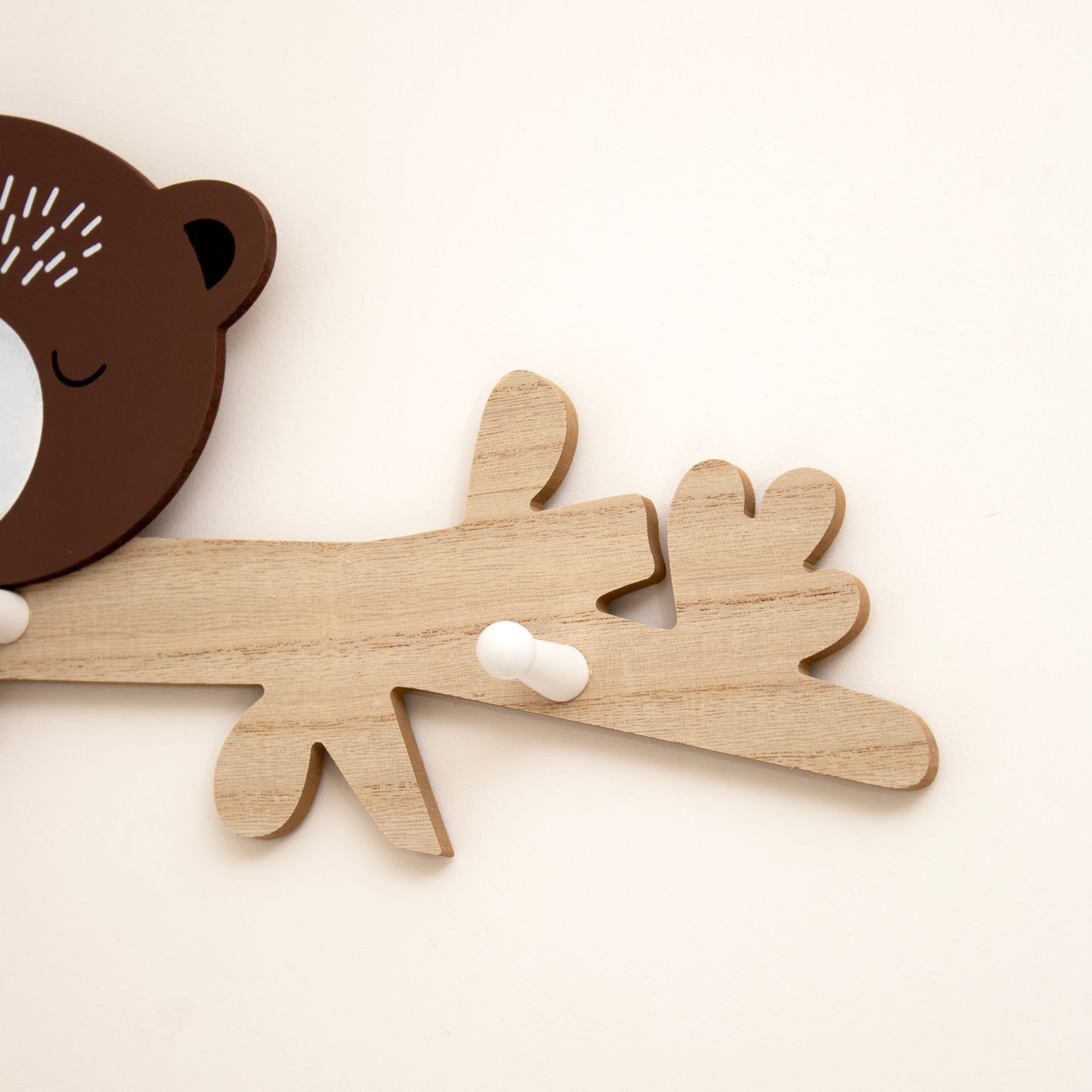 Wooden Bear 3 Peg Coat Rack