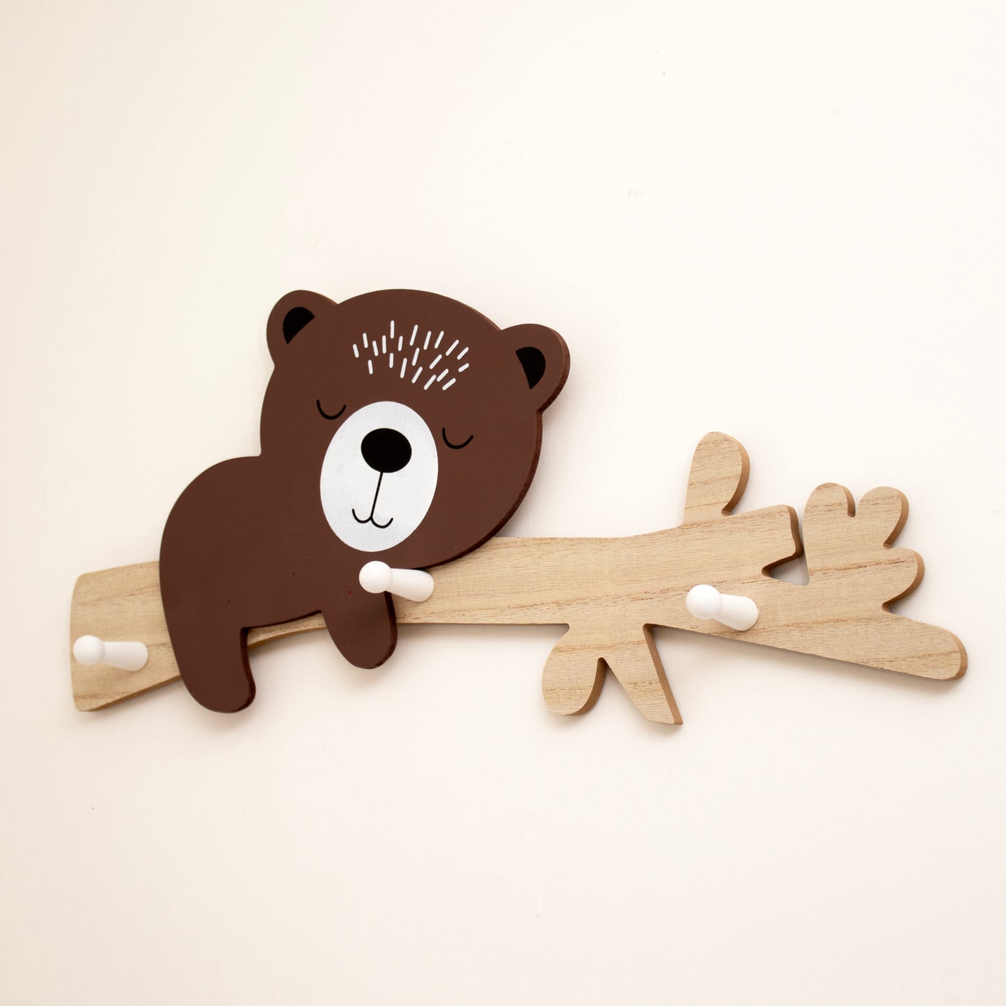 Wooden Bear 3 Peg Coat Rack