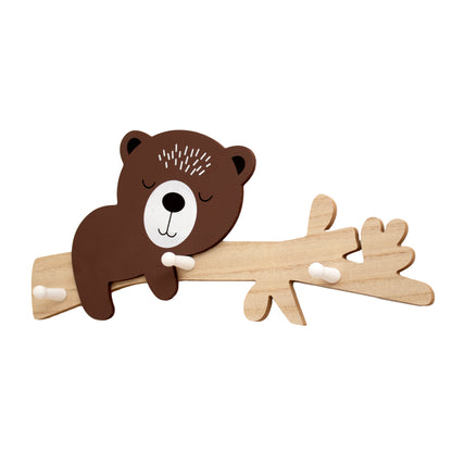 Wooden Bear 3 Peg Coat Rack