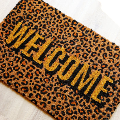 Dark Leopard Print Welcome Doormat