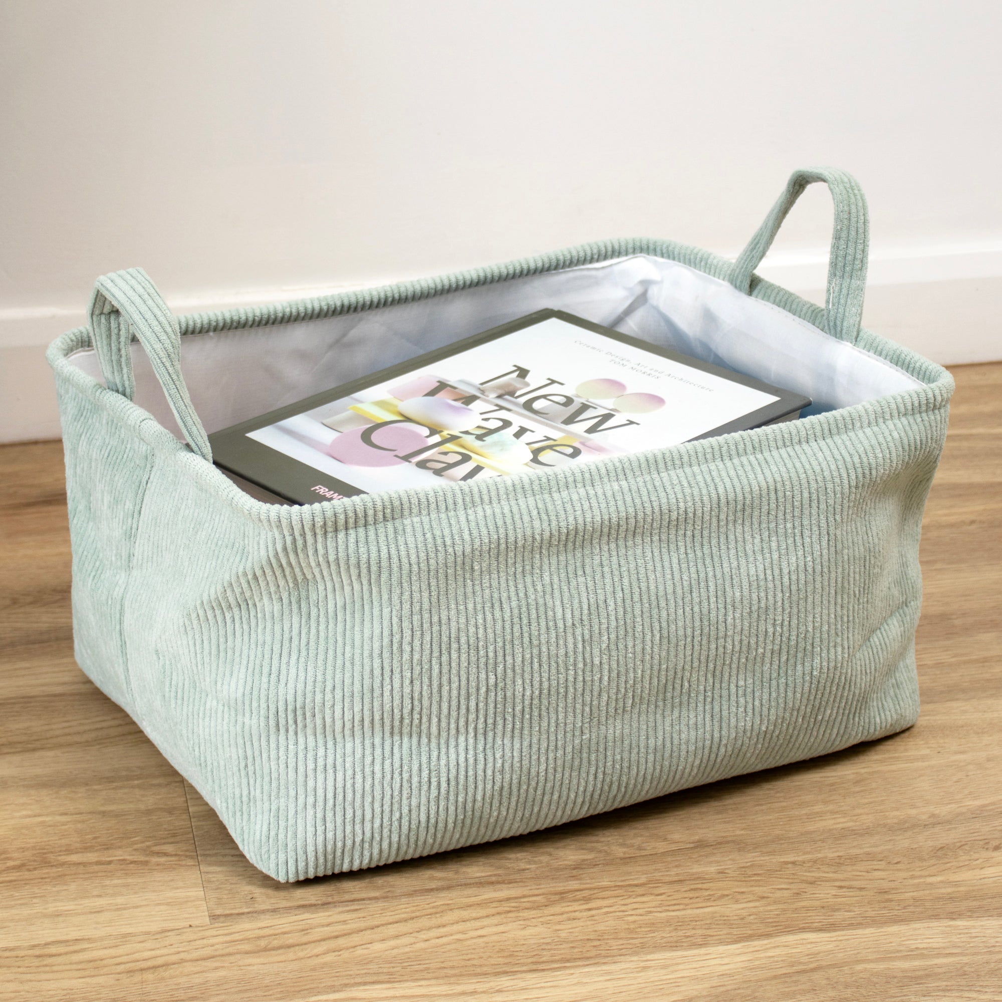 Corduroy Handled Rectangle Storage Basket