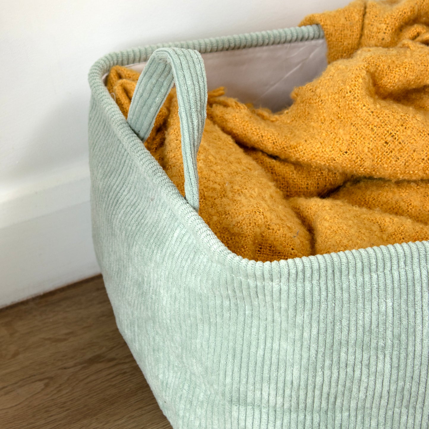 Corduroy Handled Rectangle Storage Basket