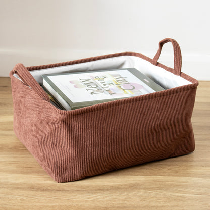 Corduroy Handled Rectangle Storage Basket