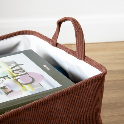 Corduroy Handled Rectangle Storage Basket