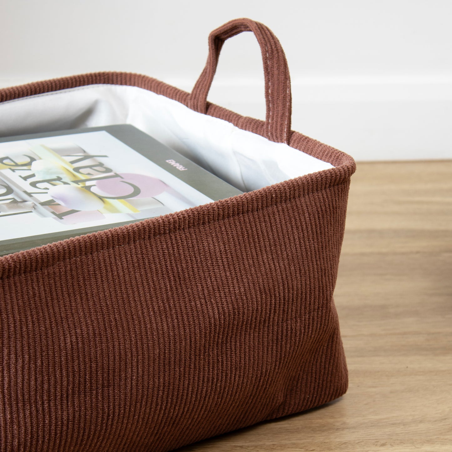 Corduroy Handled Rectangle Storage Basket