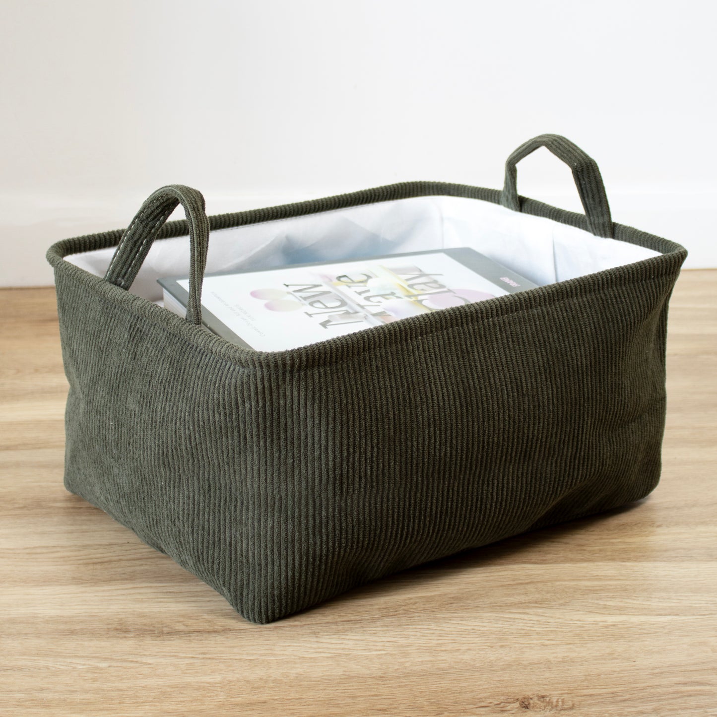 Corduroy Handled Rectangle Storage Basket