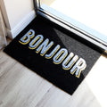 Black And Gold Bonjour Doormat