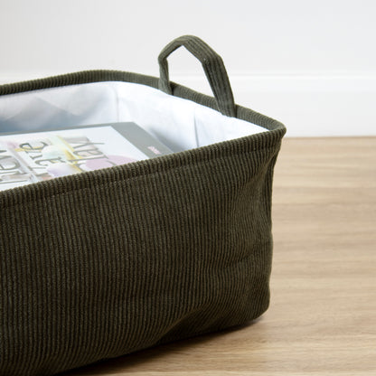 Corduroy Handled Rectangle Storage Basket