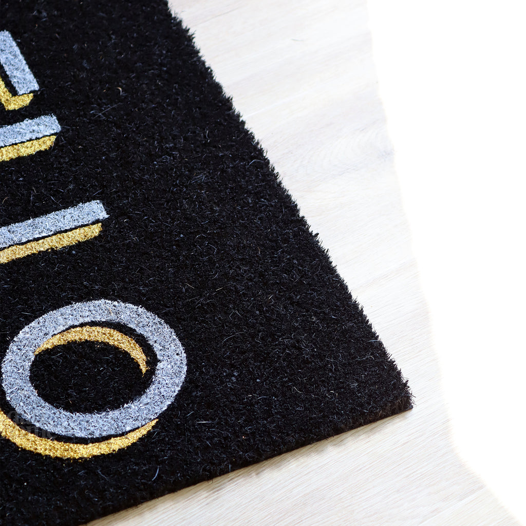 Black And Gold Hello Doormat