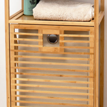 3 Tier Bathroom Rack With Tilt Out Laundry Hamper