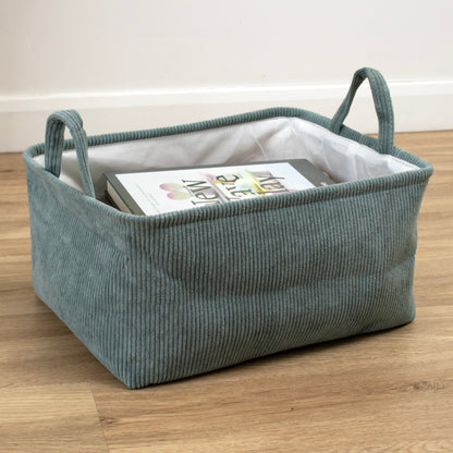 Corduroy Handled Rectangle Storage Basket