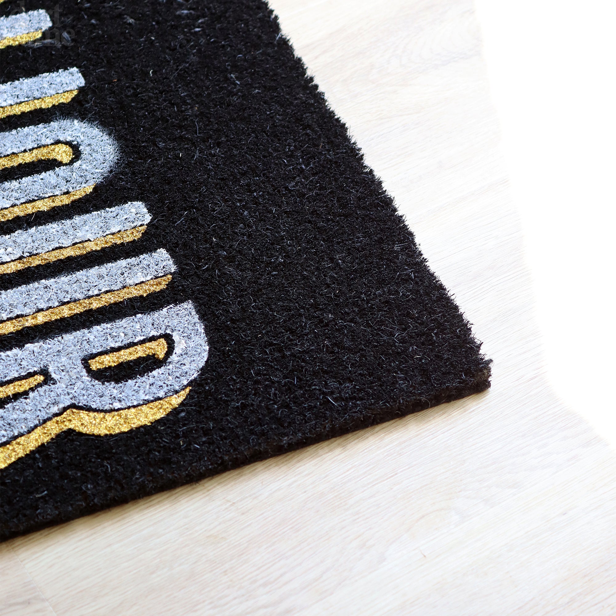 Black And Gold Bonjour Doormat