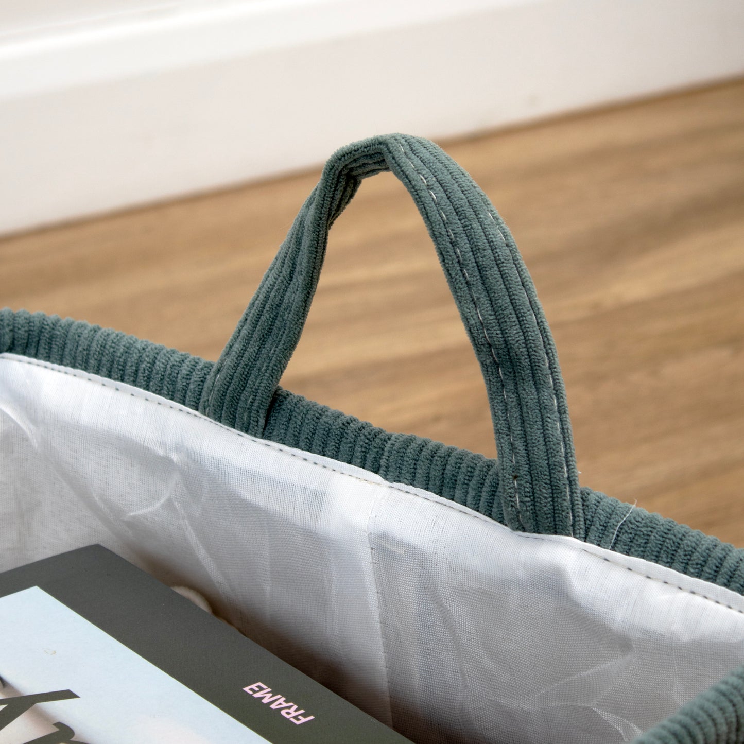 Corduroy Handled Rectangle Storage Basket