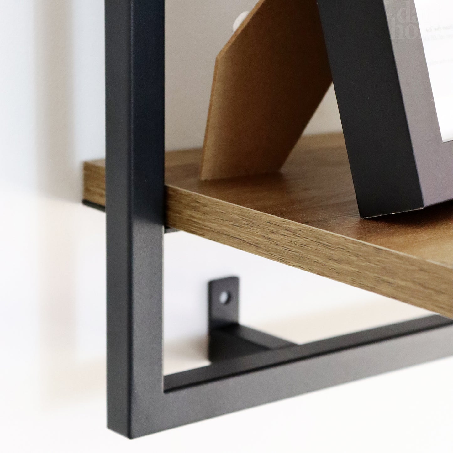 Rectangle Wood And Metal Wall Shelf