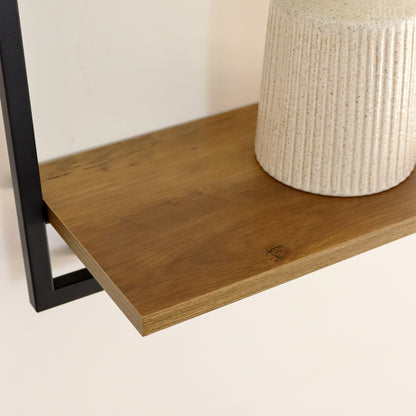 Square Wood And Metal Wall Shelf