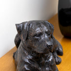Black Laying Dog Sculpture