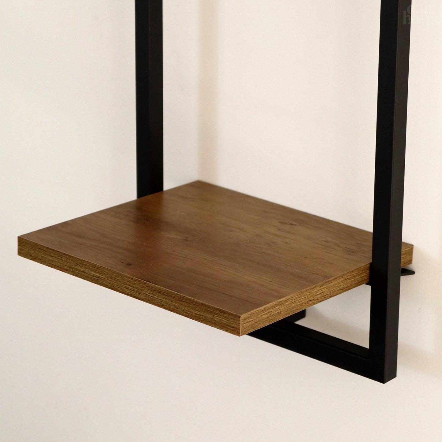 Long 2 Tier Wood And Metal Wall Shelf