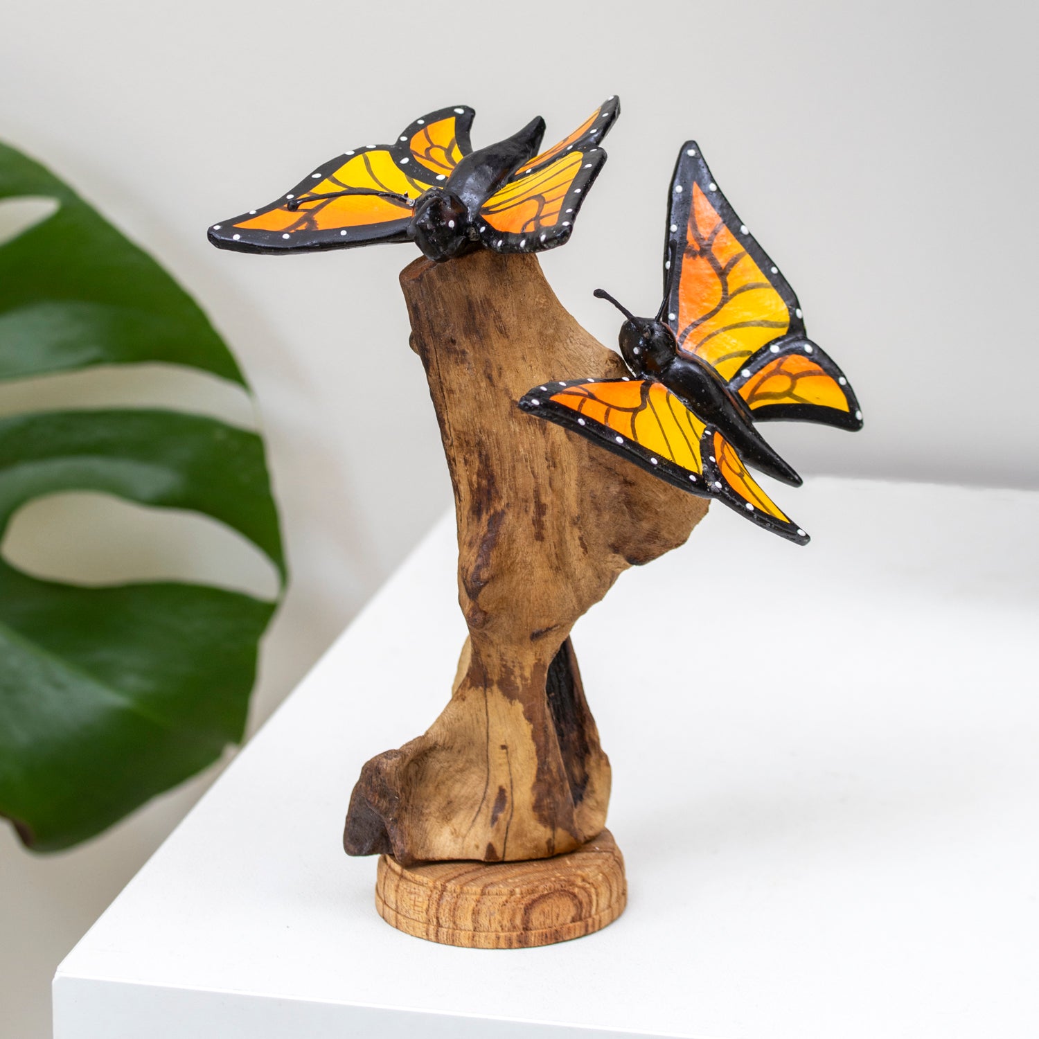 Teak Root Double Monarch Butterfly Sculpture