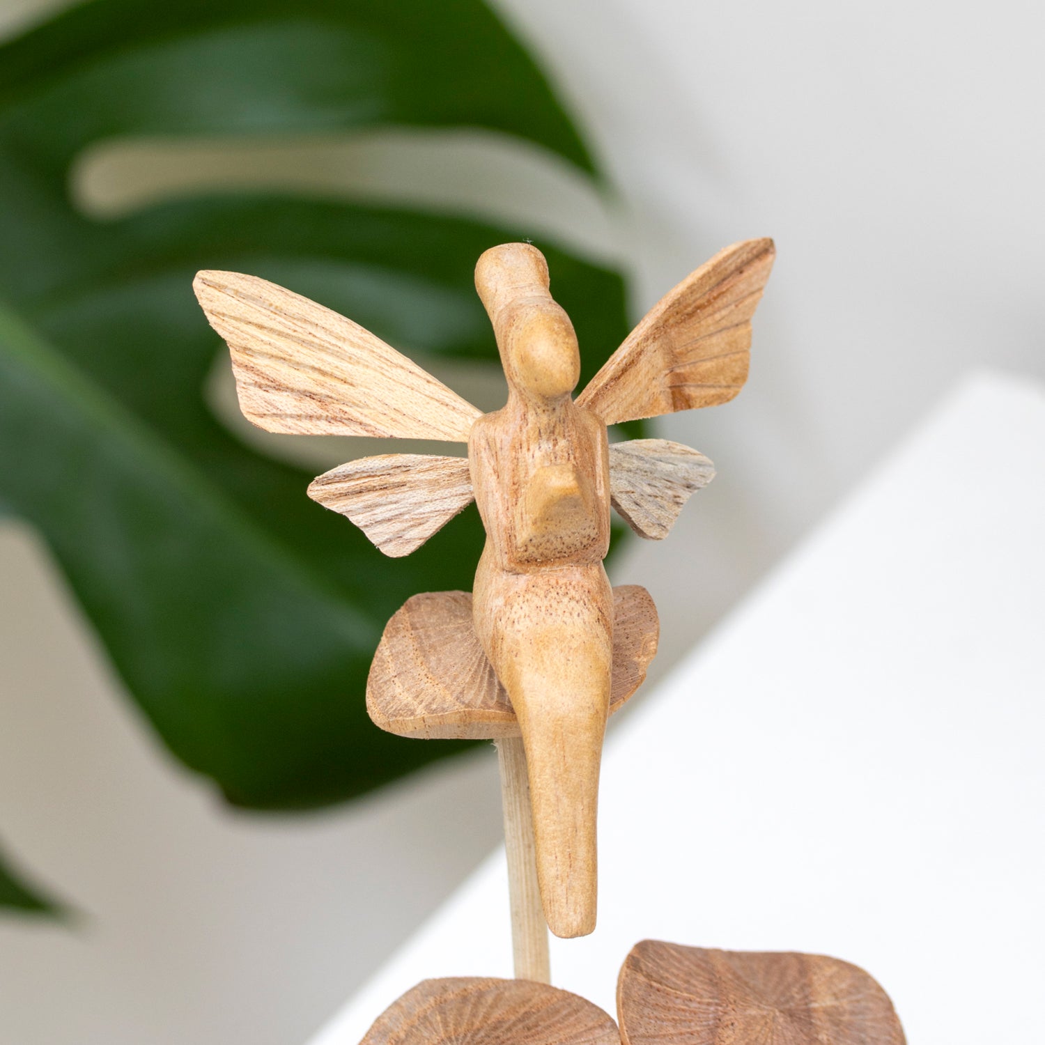 Teak Root Fairy On Mystical Mushrooms Sculpture
