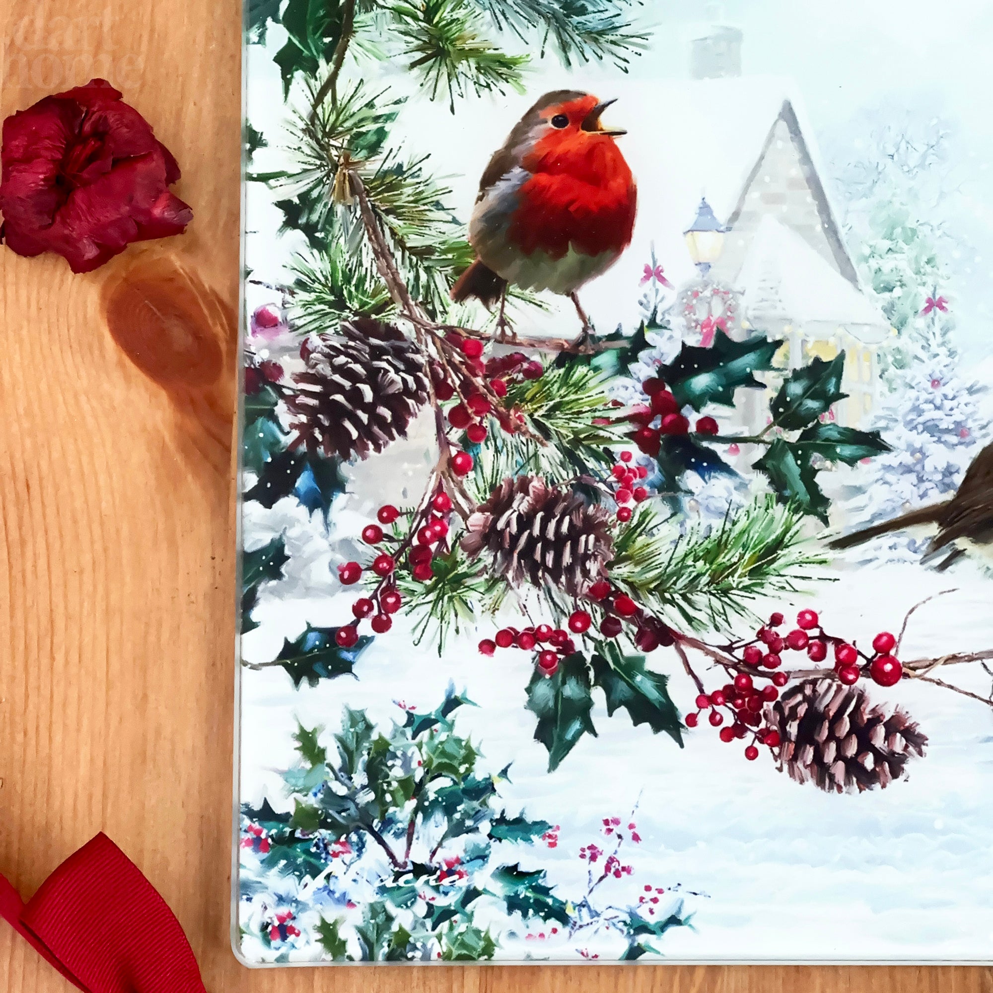 Weihnachtsrotkehlchen-Schneidebrett
