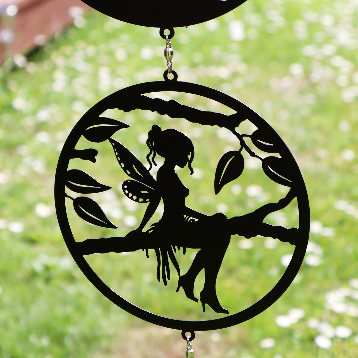 Black Fairy Silhouette Hanging Trio Wind Spinner