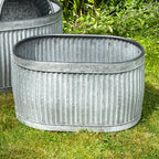 Set Of 3 Galvanised Oval Tub Planters