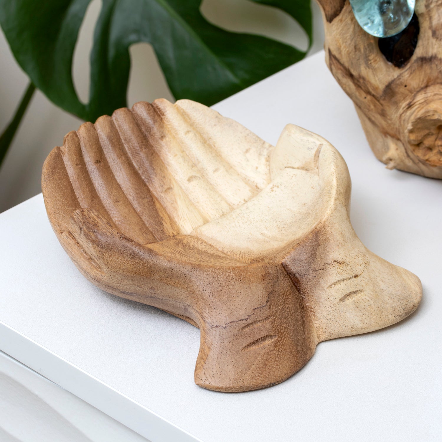 Small Teak Wood Hand Of Hope Bowl