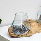 Low Teak Root & Double Molten Glass Bowl