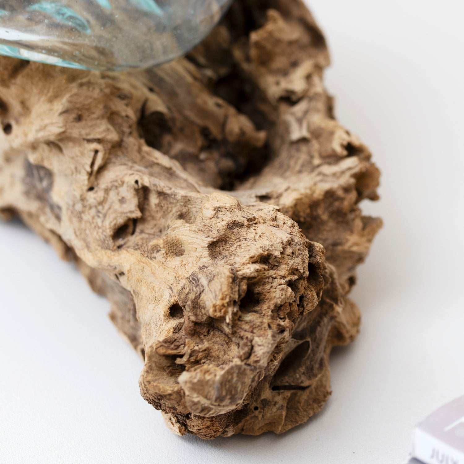 Low Teak Root & Double Molten Glass Bowl