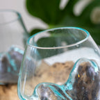 Low Teak Root & Double Molten Glass Bowl