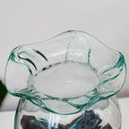 Teak Root With Large Crinkle Molten Glass Bowl