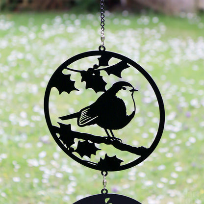 Black Bird Silhouette Trio Hanging Wind Spinner