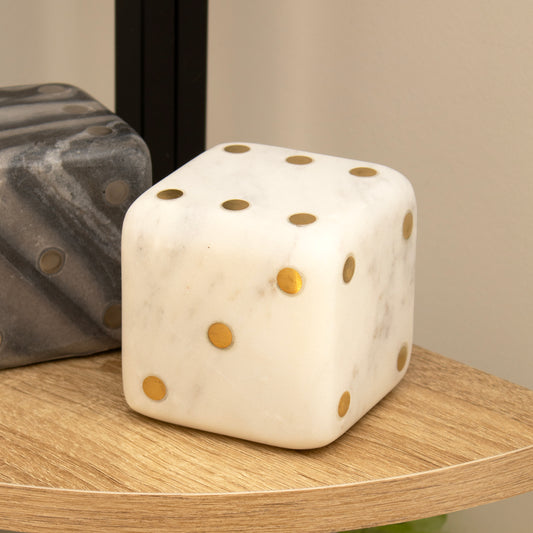 White Marble Dice Ornament