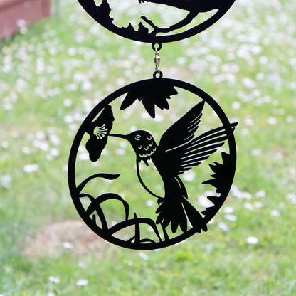 Black Bird Silhouette Trio Hanging Wind Spinner