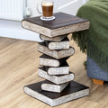 Large Wood Book Stack Side Table